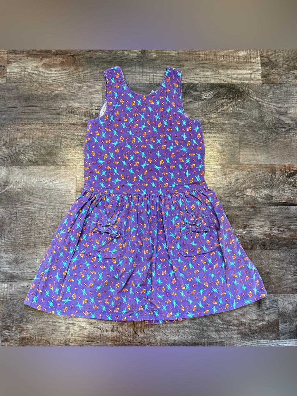 Radishes and Roses Vintage Purple Corduroy Geometric Pattern Dress Buttons 14